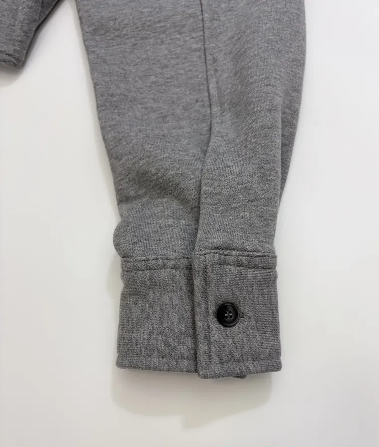 Grey Collared Button-Front Cropped Jacket in Gray, product view 17