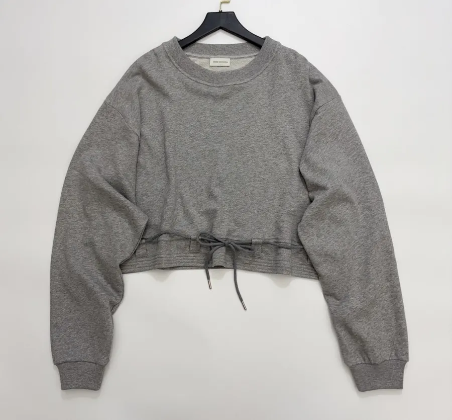 Grey Asymmetric Ruffle-Hem Sweatshirt in Gray, product view 02