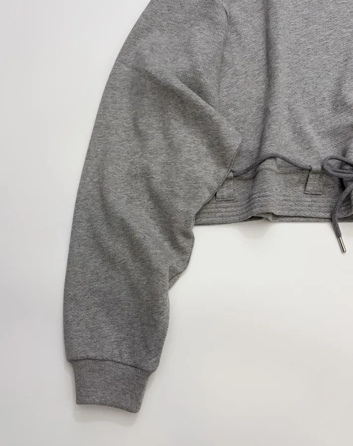 Grey Asymmetric Ruffle-Hem Sweatshirt in Gray, product view 07