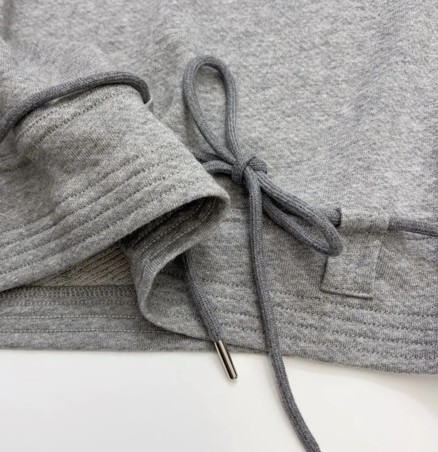 Grey Asymmetric Ruffle-Hem Sweatshirt in Gray, product view 09