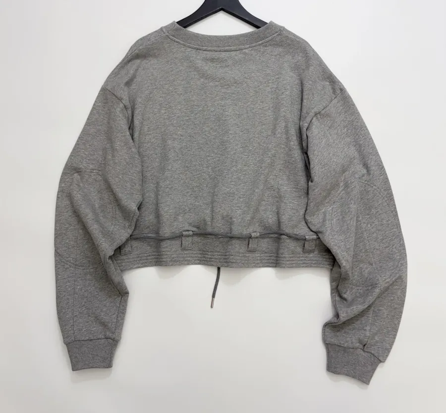 Grey Asymmetric Ruffle-Hem Sweatshirt in Gray, product view 13