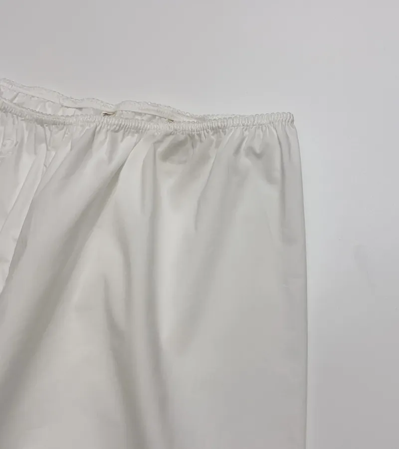 White Lace-patch Organic Cotton Wide-leg Casual Pants in White, product view 03