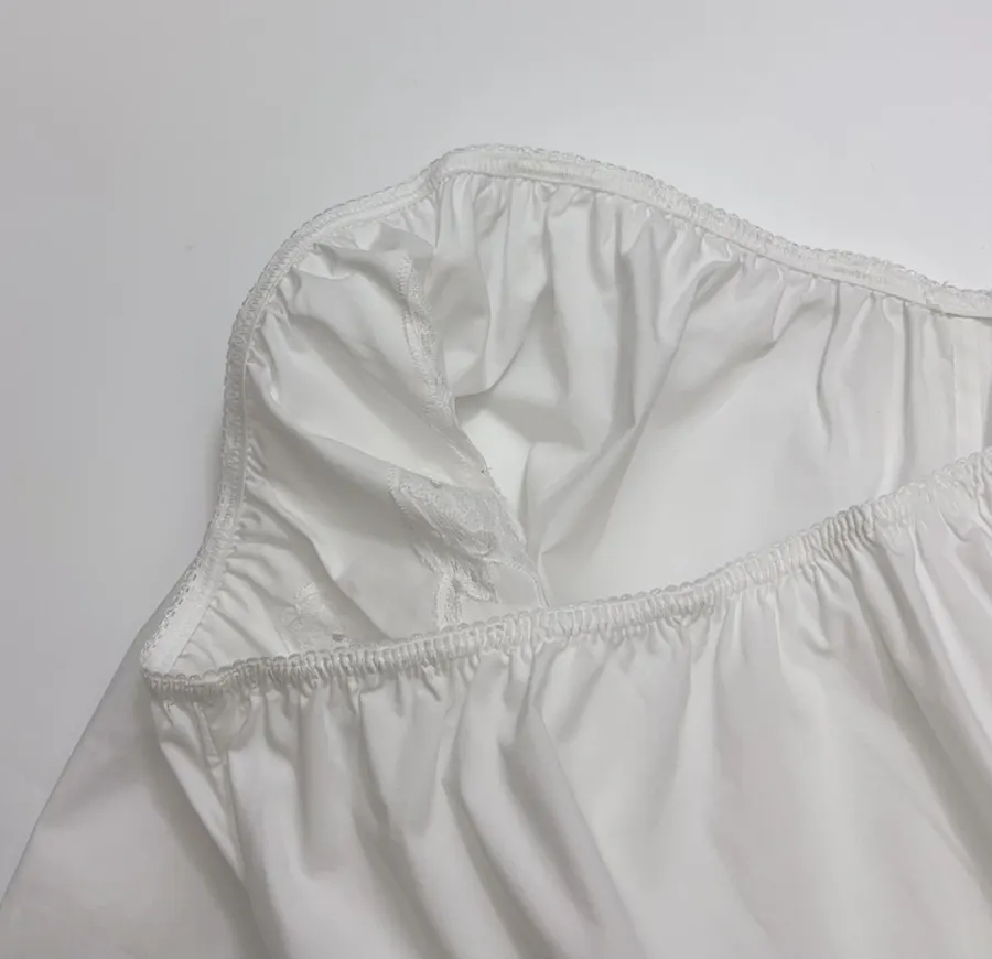 White Lace-patch Organic Cotton Wide-leg Casual Pants in White, product view 05
