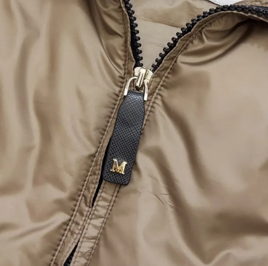 Taupe Hooded Pullover Padded Jacket in Taupe, product view 06