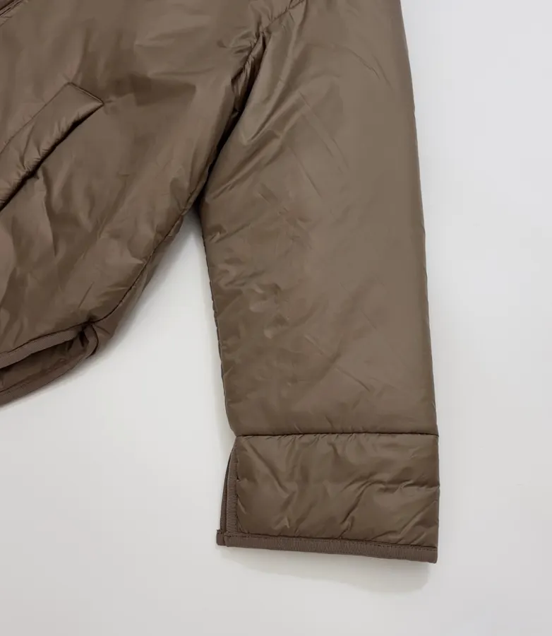 Taupe Hooded Pullover Padded Jacket in Taupe, product view 07