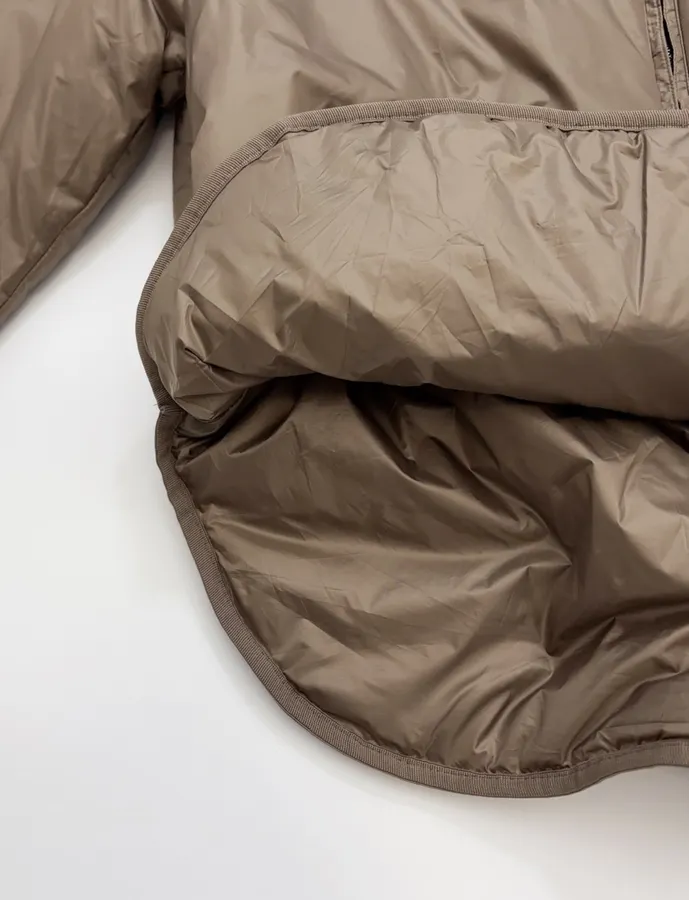 Taupe Hooded Pullover Padded Jacket in Taupe, product view 11