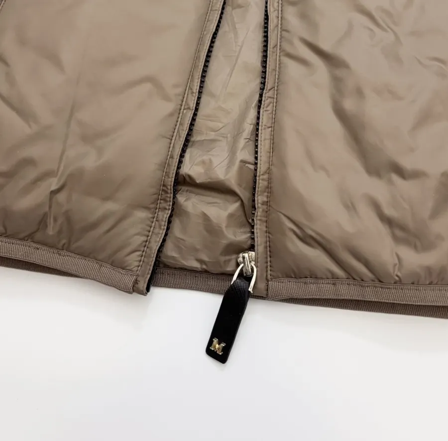 Taupe Hooded Pullover Padded Jacket in Taupe, product view 12