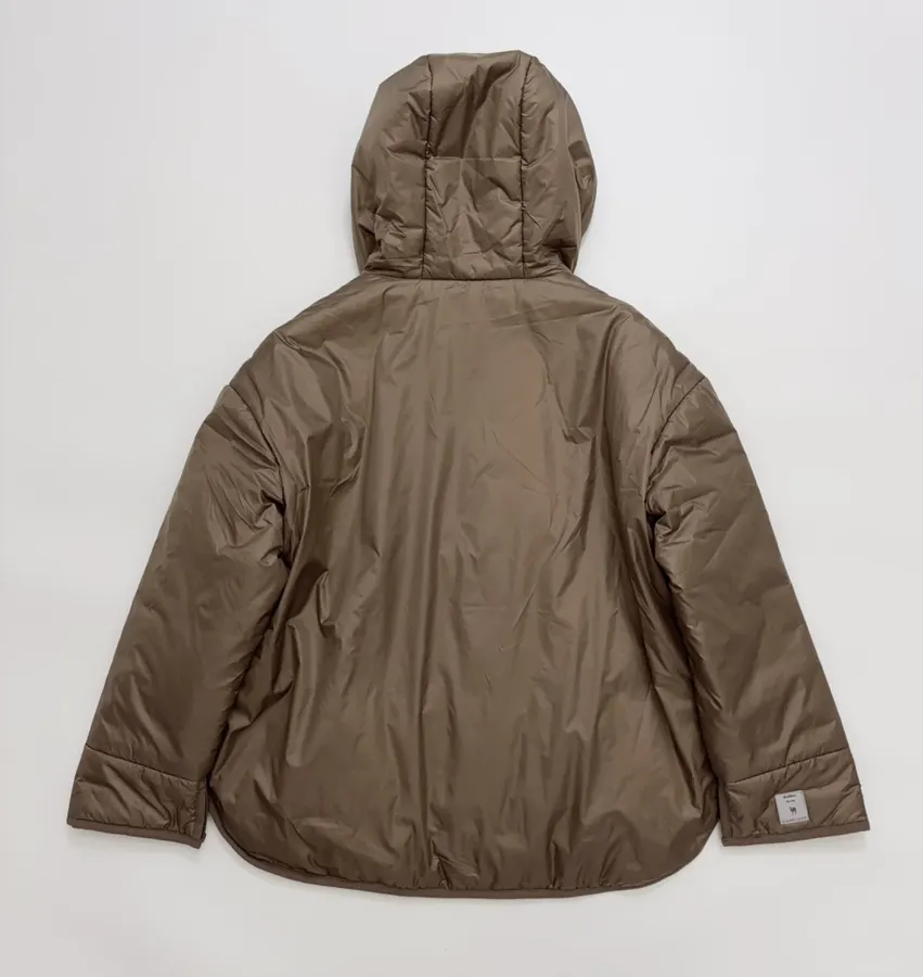 Taupe Hooded Pullover Padded Jacket in Taupe, product view 15