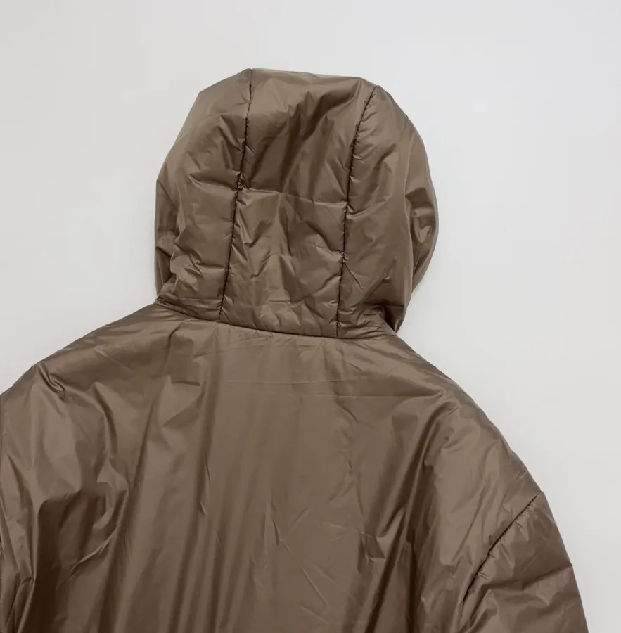 Taupe Hooded Pullover Padded Jacket in Taupe, product view 16