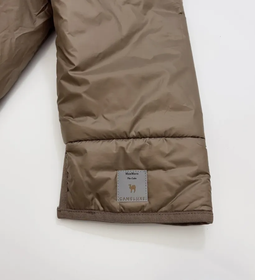Taupe Hooded Pullover Padded Jacket in Taupe, product view 17