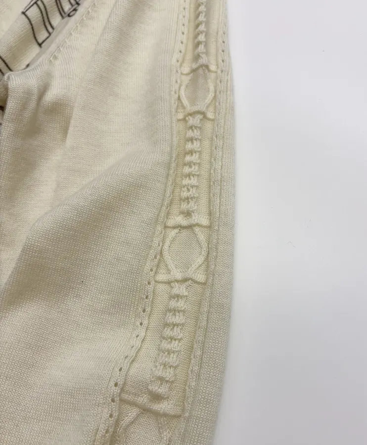 Ivory Line-Embroidered Collared Cardigan in Off-White, product view 05