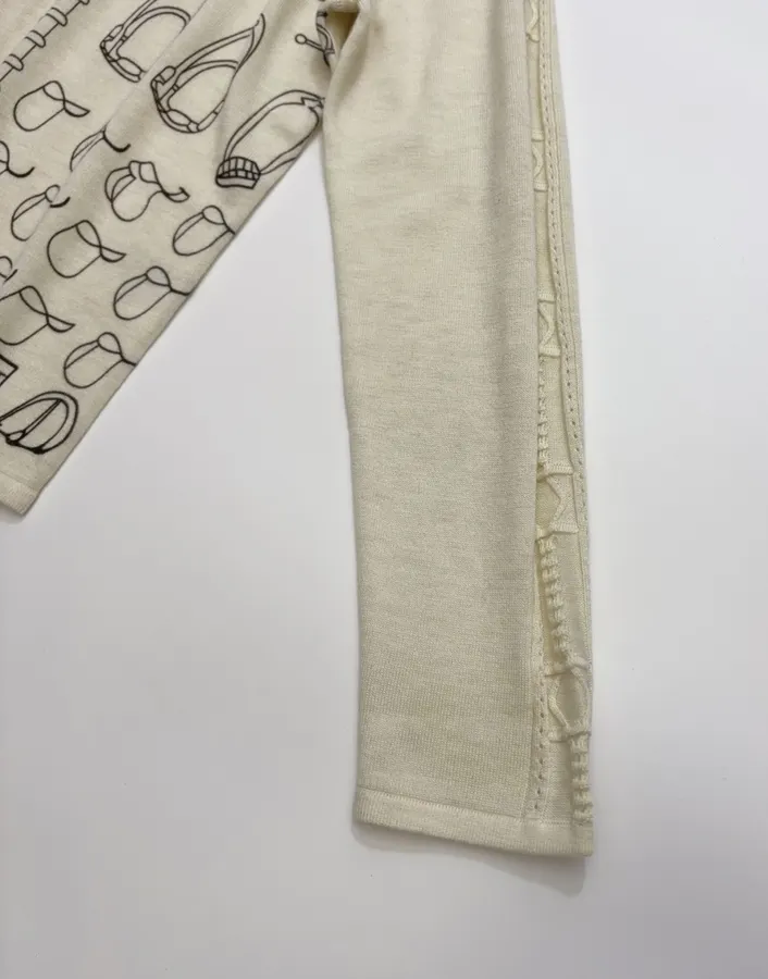Ivory Line-Embroidered Collared Cardigan in Off-White, product view 06