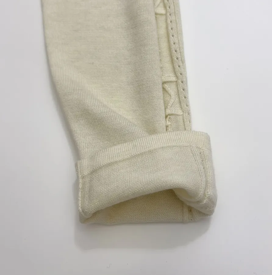 Ivory Line-Embroidered Collared Cardigan in Off-White, product view 07