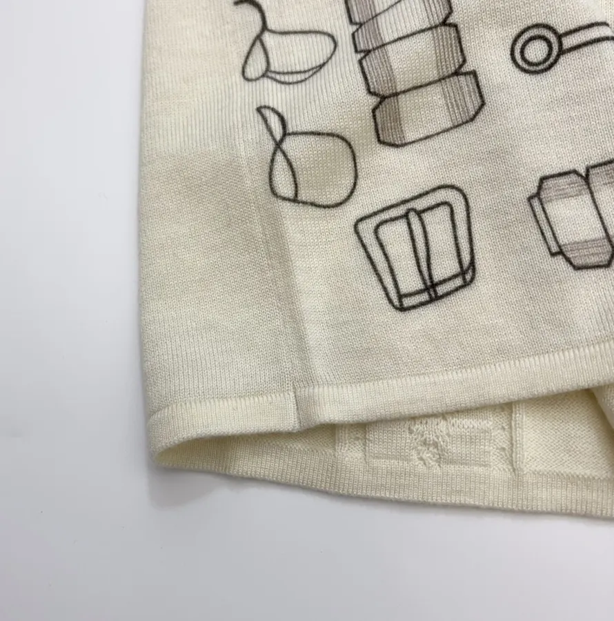 Ivory Line-Embroidered Collared Cardigan in Off-White, product view 10