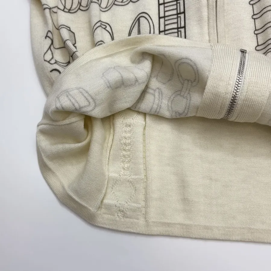 Ivory Line-Embroidered Collared Cardigan in Off-White, product view 11