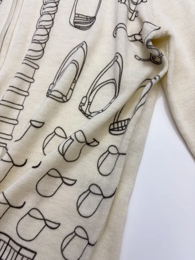 Ivory Line-Embroidered Collared Cardigan in Off-White, product view 12