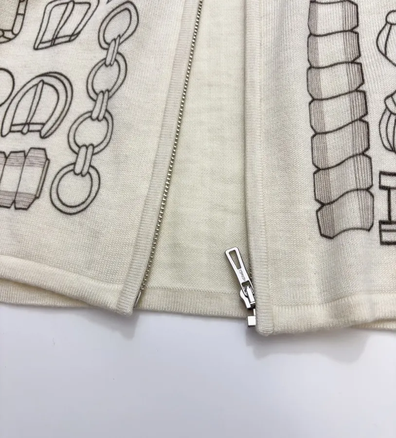 Ivory Line-Embroidered Collared Cardigan in Off-White, product view 14