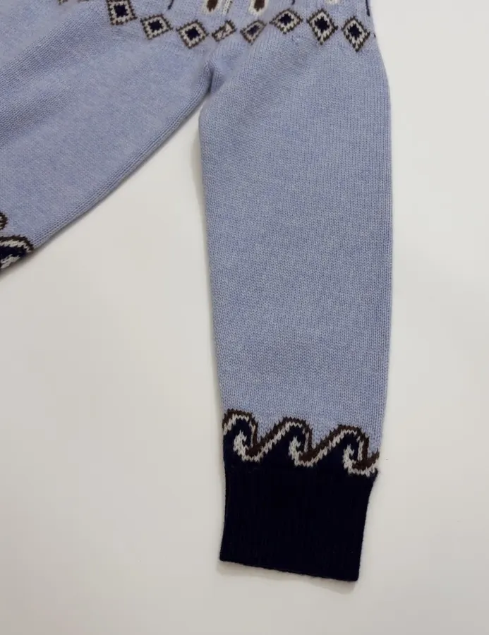 Light Blue Fair Isle Crew-Neck Sweater in Light Blue, product view 06
