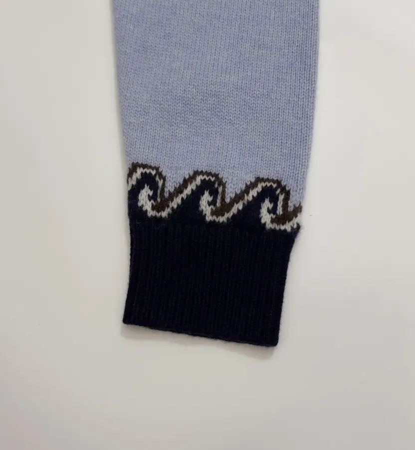 Light Blue Fair Isle Crew-Neck Sweater in Light Blue, product view 07