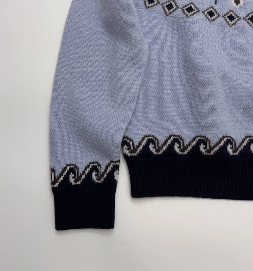 Light Blue Fair Isle Crew-Neck Sweater in Light Blue, product view 09