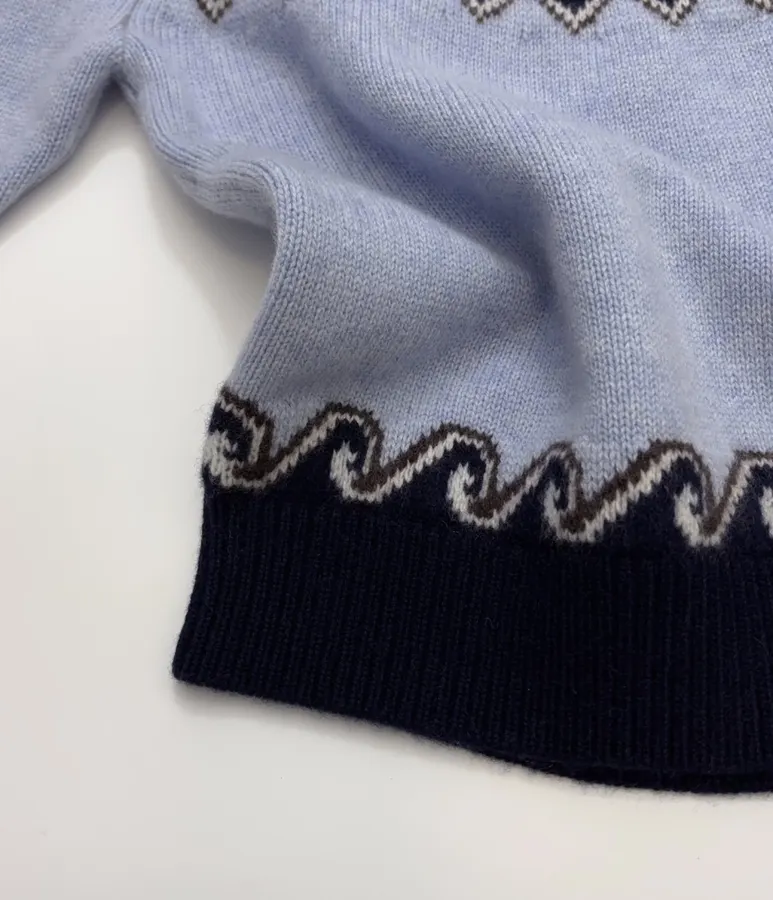 Light Blue Fair Isle Crew-Neck Sweater in Light Blue, product view 10