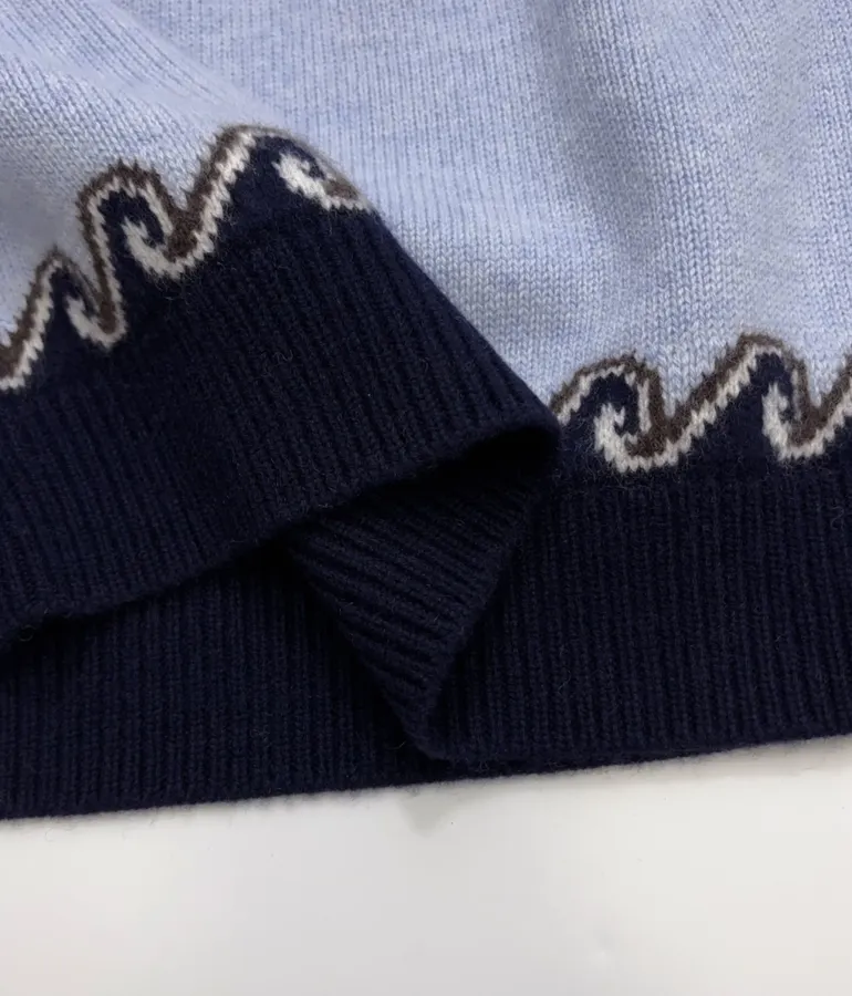 Light Blue Fair Isle Crew-Neck Sweater in Light Blue, product view 11