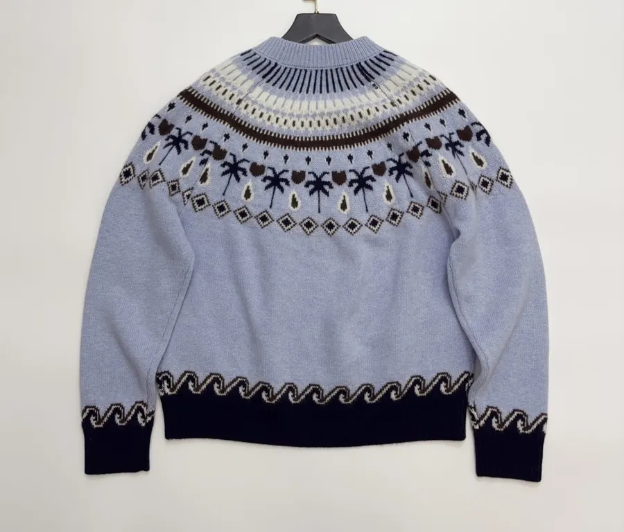 Light Blue Fair Isle Crew-Neck Sweater in Light Blue, product view 12