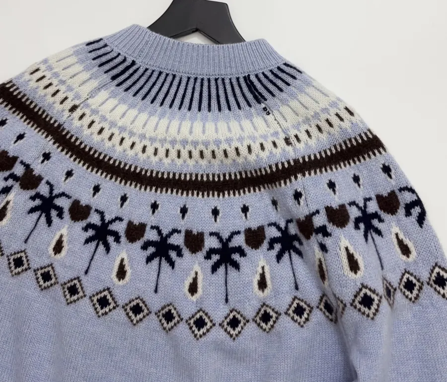 Light Blue Fair Isle Crew-Neck Sweater in Light Blue, product view 13