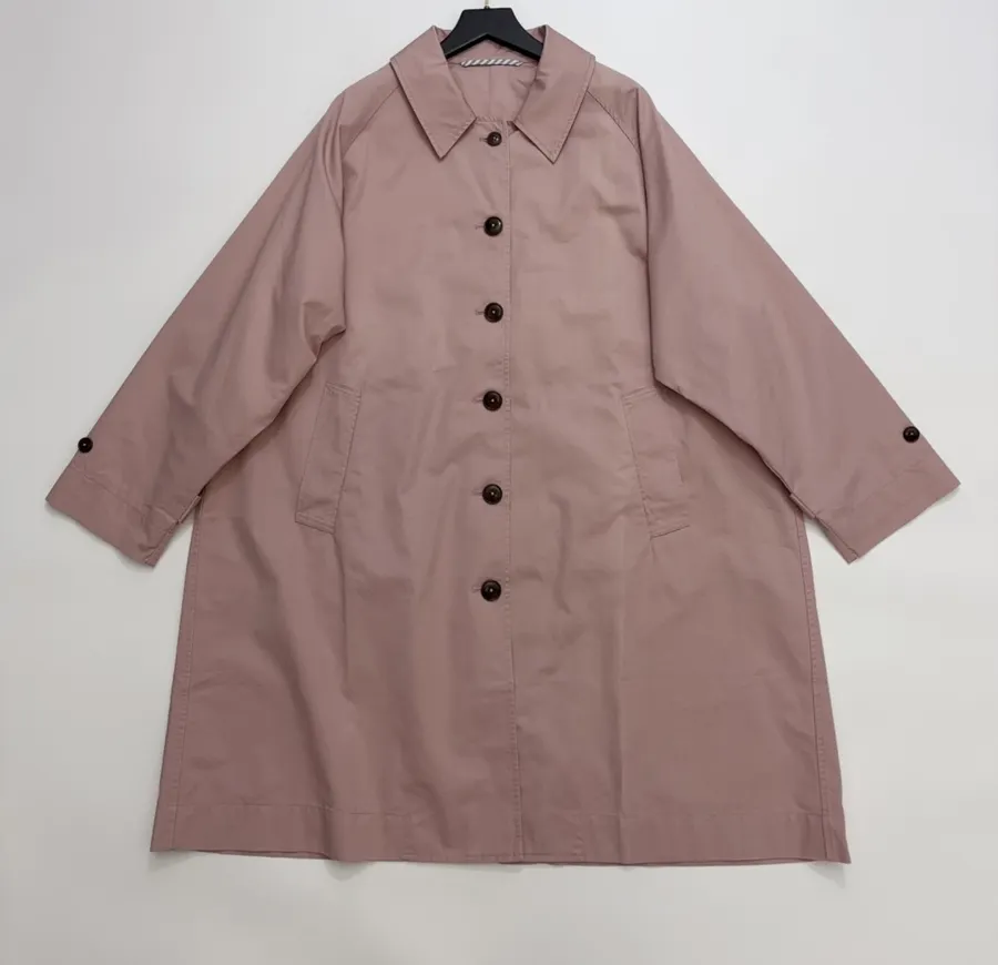 Haze Blue Relaxed Raglan Midi Trench Coat in Dusty Blue, product view 01