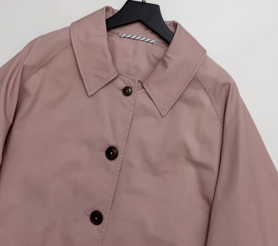 Haze Blue Relaxed Raglan Midi Trench Coat in Dusty Blue, product view 02