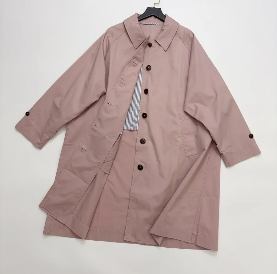 Haze Blue Relaxed Raglan Midi Trench Coat in Dusty Blue, product view 11