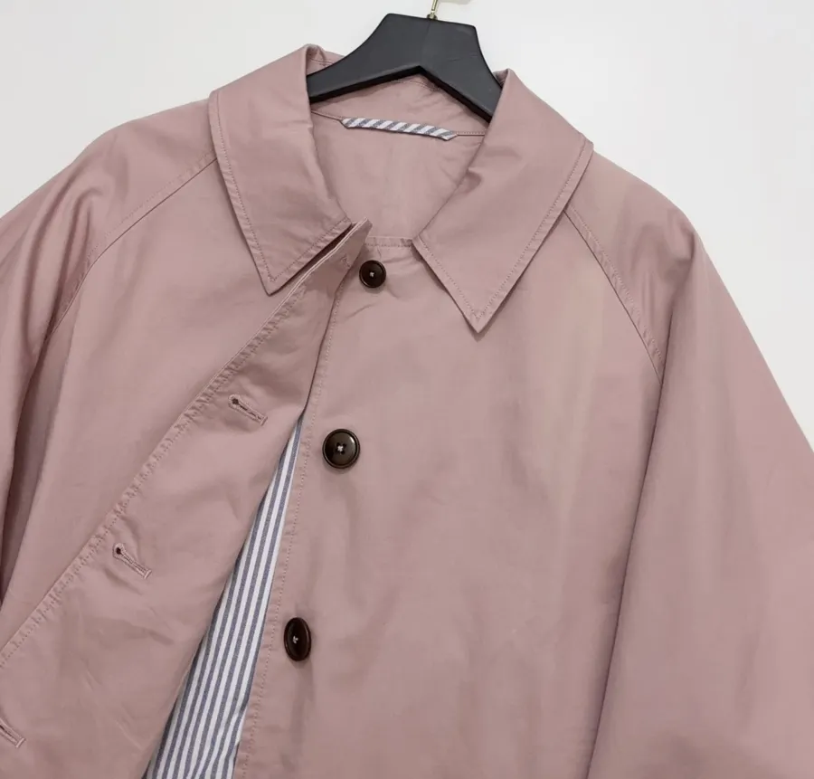 Haze Blue Relaxed Raglan Midi Trench Coat in Dusty Blue, product view 12