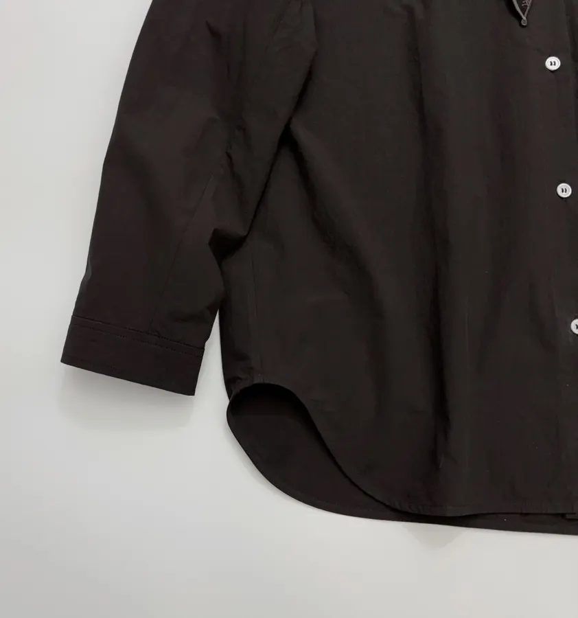 Embroidered Flowing Collar Shirt with Hollow-Out Embroidery for a Chic, Stylish Look in Dark Brown, product view 09