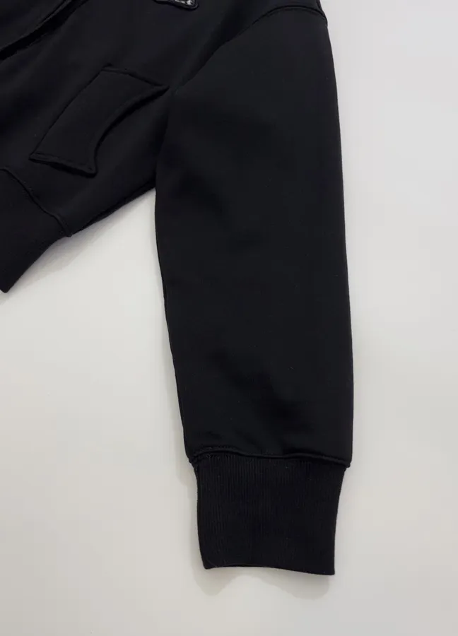 Empress of the West Saturn Hooded Loose-Fit Zip-Up Sweatshirt Jacket in Black, product view 06