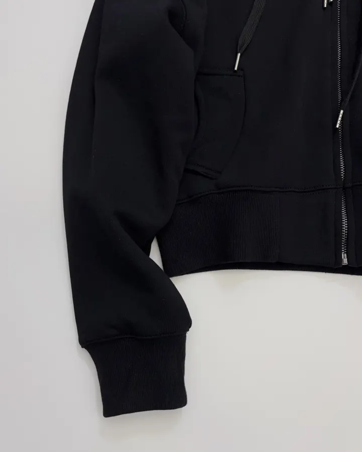 Empress of the West Saturn Hooded Loose-Fit Zip-Up Sweatshirt Jacket in Black, product view 08