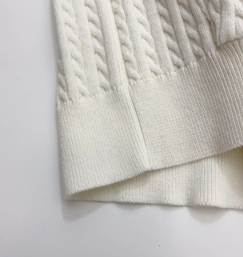 Embroidered Hooded Zip-Up Knitted Cardigan Jacket in Off-White, product view 08