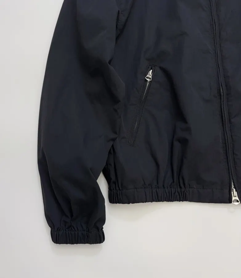 Black Hooded Drawstring Zip Jacket in Black, product view 08