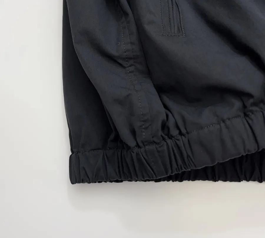Black Hooded Drawstring Zip Jacket in Black, product view 09