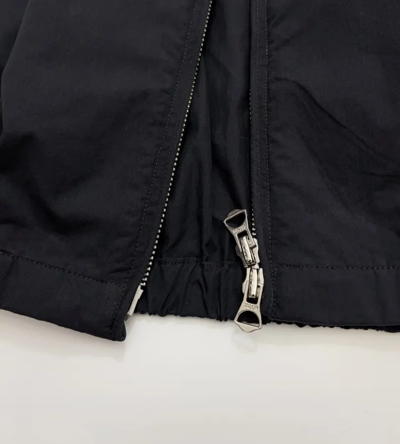 Black Hooded Drawstring Zip Jacket in Black, product view 12