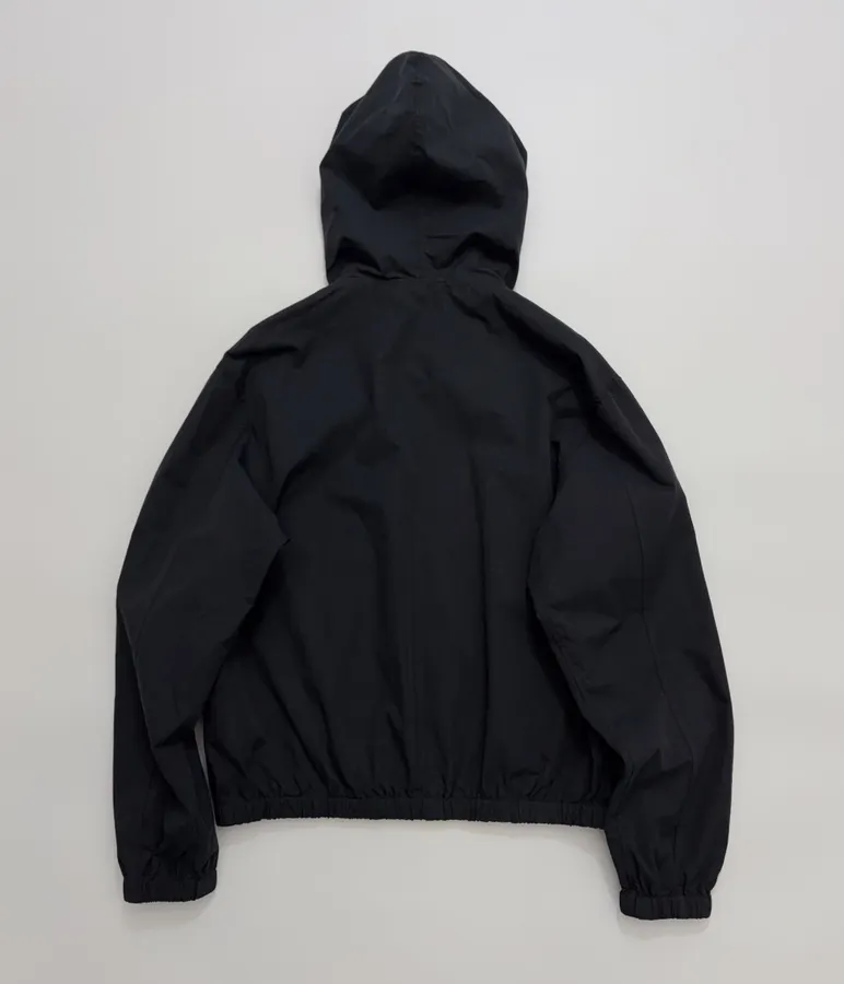 Black Hooded Drawstring Zip Jacket in Black, product view 13