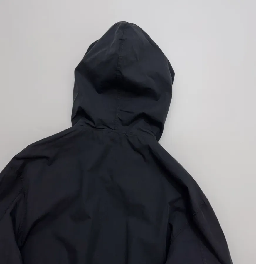 Black Hooded Drawstring Zip Jacket in Black, product view 14