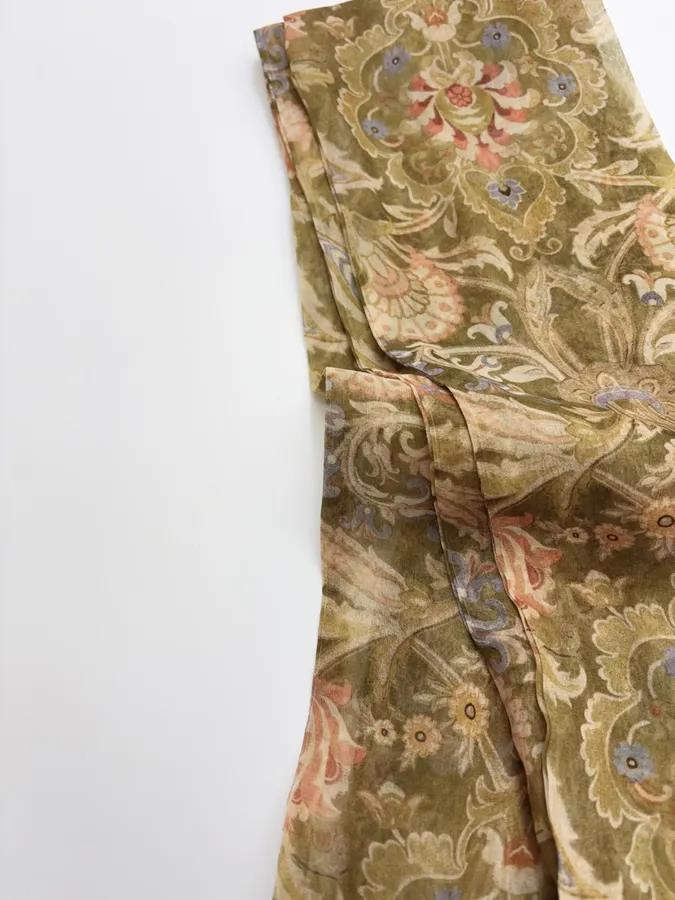 Beige Lace-Panel Vintage Print Maxi Dress in Beige, product view 28