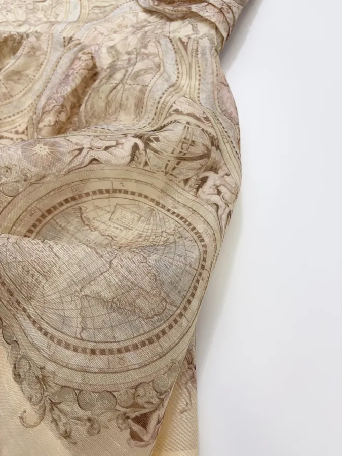 Cream Vintage Print Strappy Dress in Apricot, product view 16