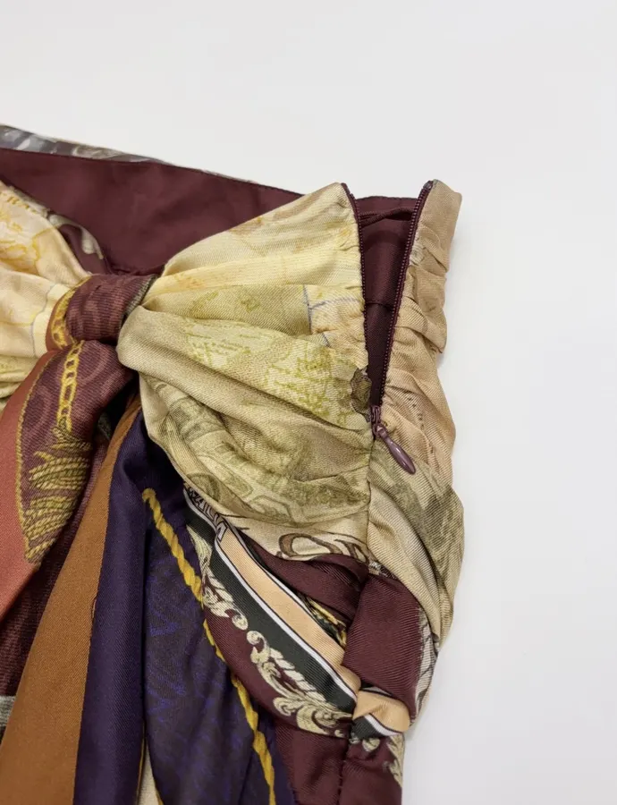 Multicolour Scarf-Panel Tie-Waist Maxi Skirt in Multicolor, product view 04