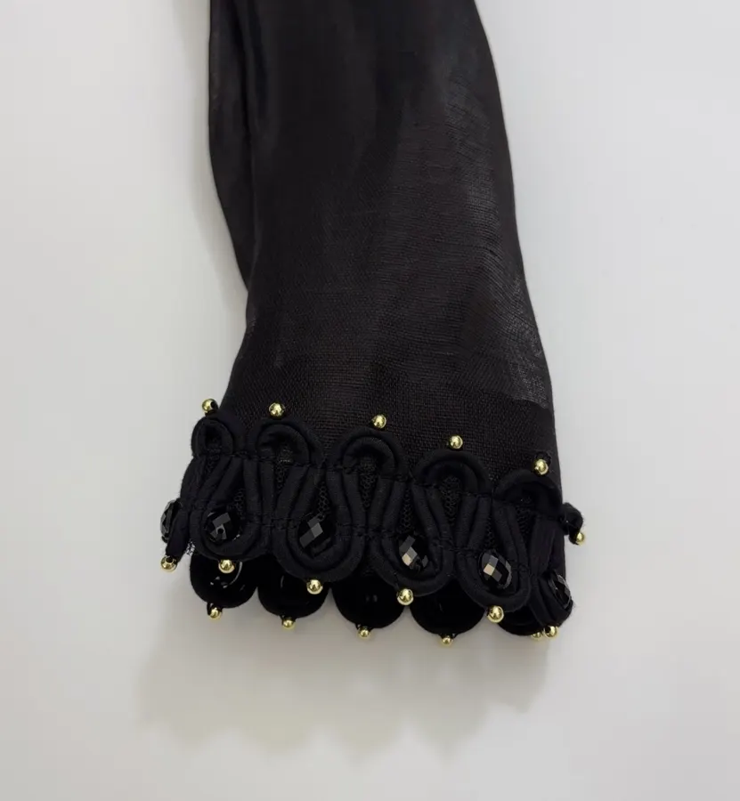 Black Floral Ruffle-Collar Maxi Dress in Black, product view 08