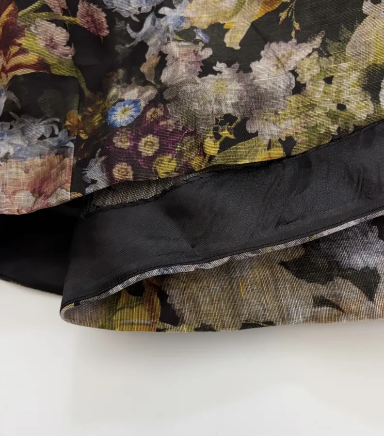 Black Floral Ruffle-Collar Maxi Dress in Black, product view 14