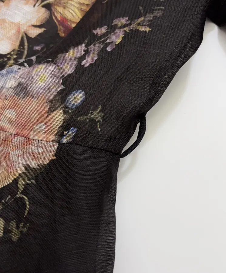 Black Floral Ruffle-Collar Maxi Dress in Black, product view 15