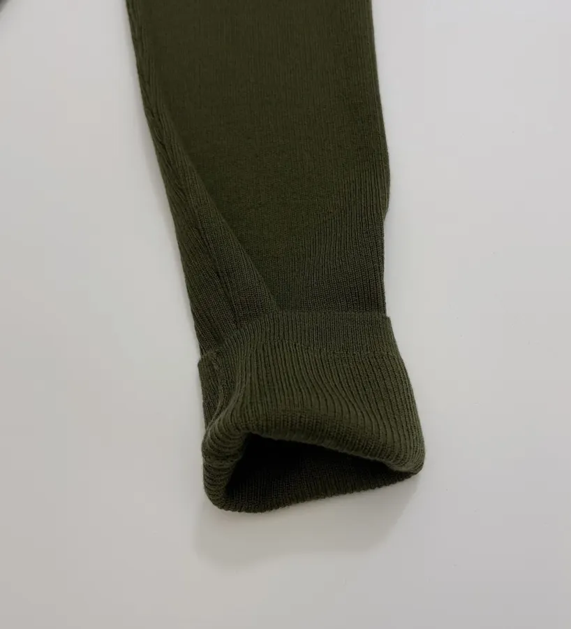 Slim-fit Ribbed Knitted Open-front Cardigan in Olive Green, product view 08