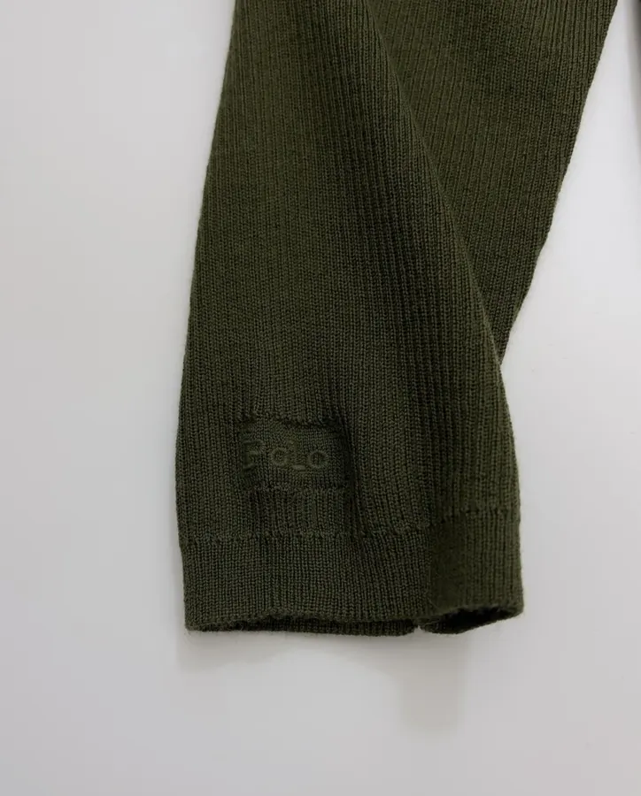 Slim-fit Ribbed Knitted Open-front Cardigan in Olive Green, product view 10
