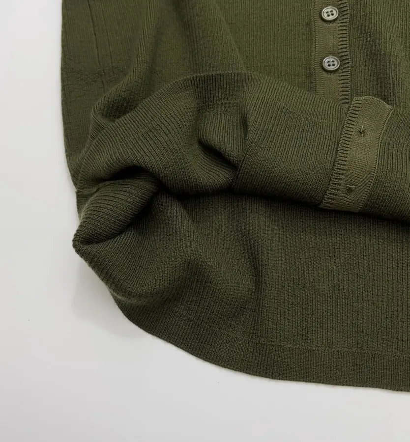Slim-fit Ribbed Knitted Open-front Cardigan in Olive Green, product view 13